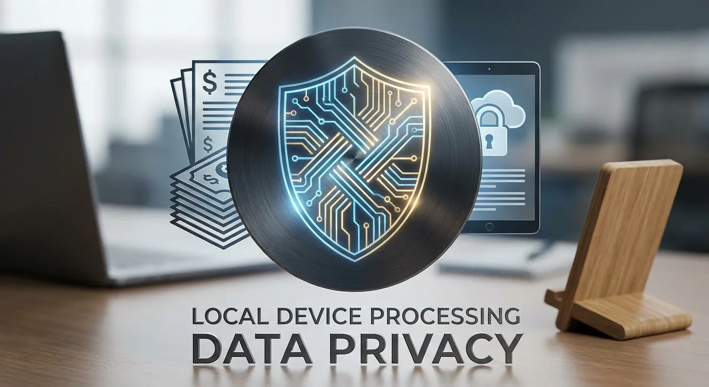 A visual representation of data security and privacy. A smartphone screen showing encrypted data wit