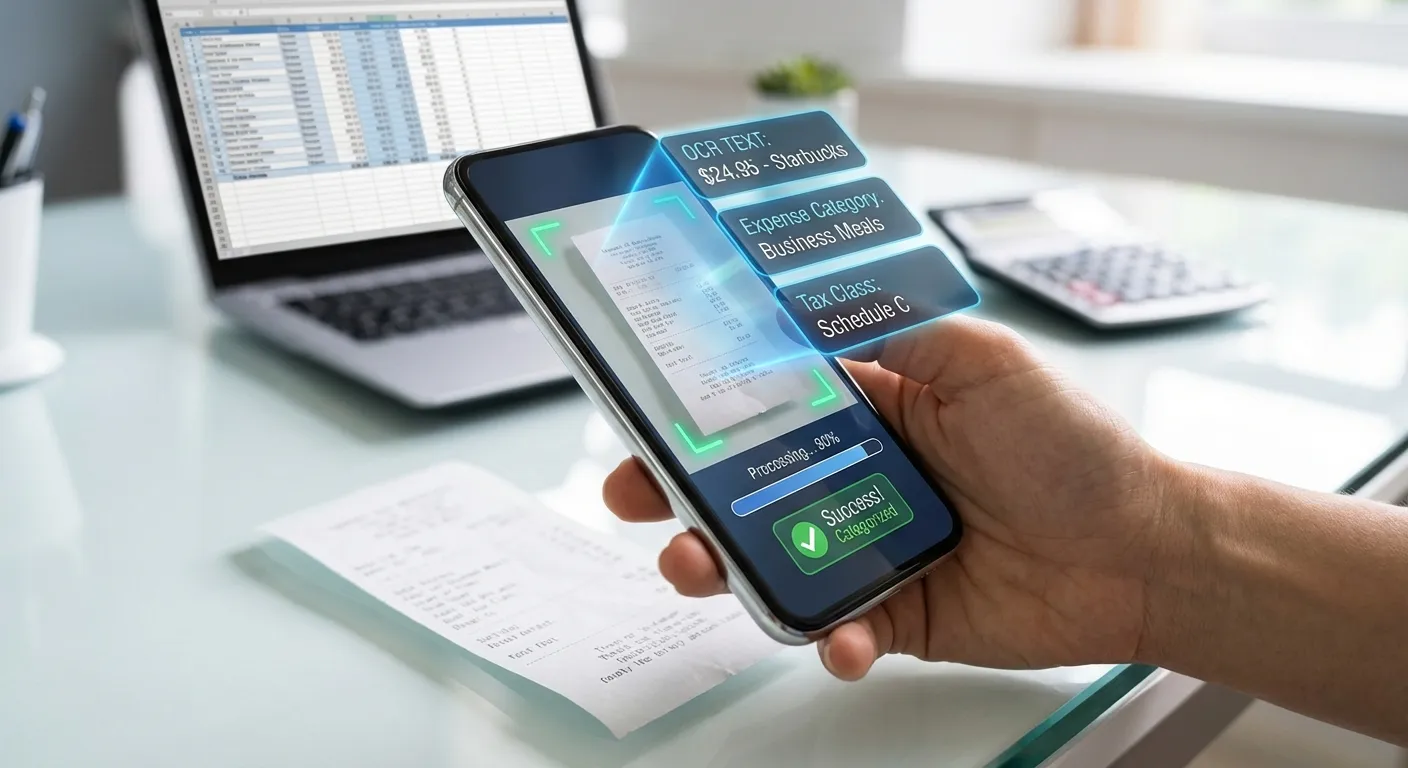 Smartphone che mostra i KPI di recupero IVA in Portmoneo dopo la scansione di uno scontrino