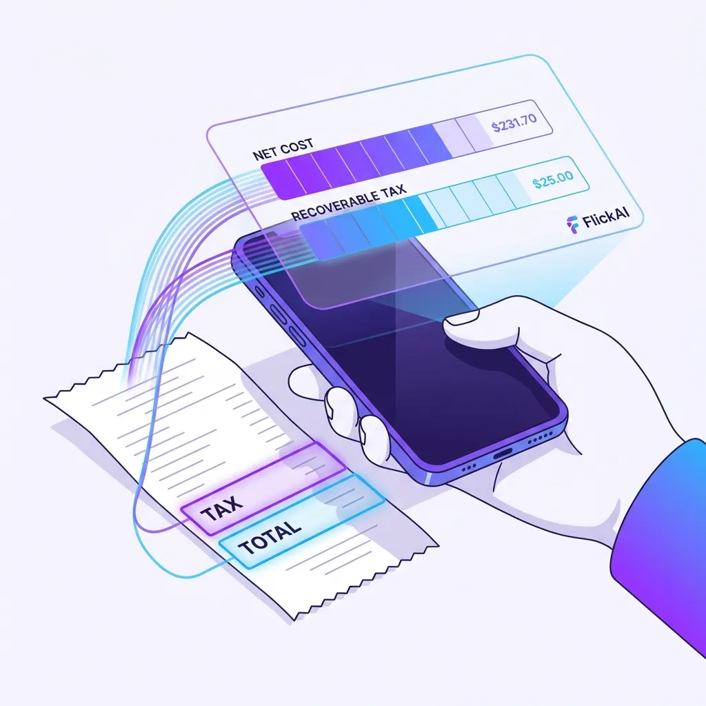 Tax Recovery Calculator automatically separating recoverable tax from receipts