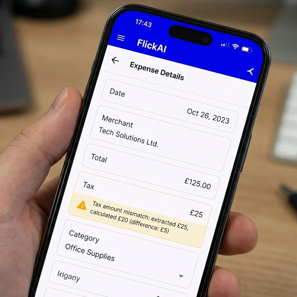 Warning indicators for tax data quality issues in expense details